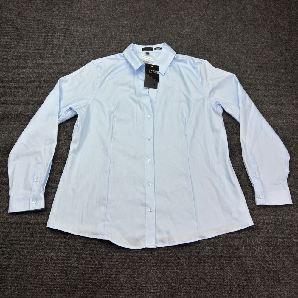 The Limited Women XL Blue Mist Non-Iron Easy Care Cotton Button Up Shirt NWT